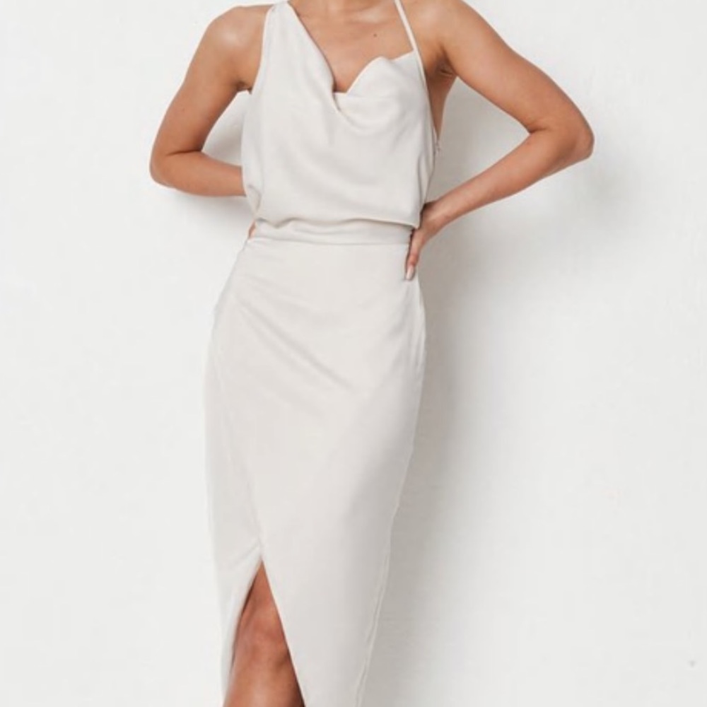 Misguided ivory asymmetrical dress!